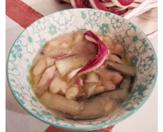 zuppa di fagioli e radicchio di Treviso, ricetta della scuola di cucina Cookiamo di Villorba (TV), ricetta tradizione Veneto