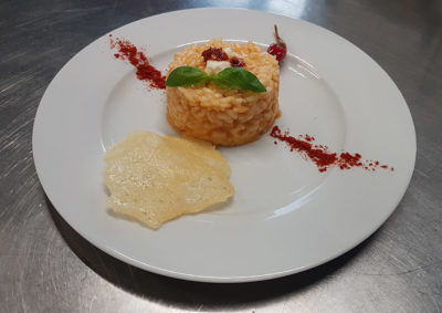 ricetta La Pila, risotto veloce con nduja e pinot bianco, ricetta della Accademia Italiana Chef, #alezionedirisoclassico